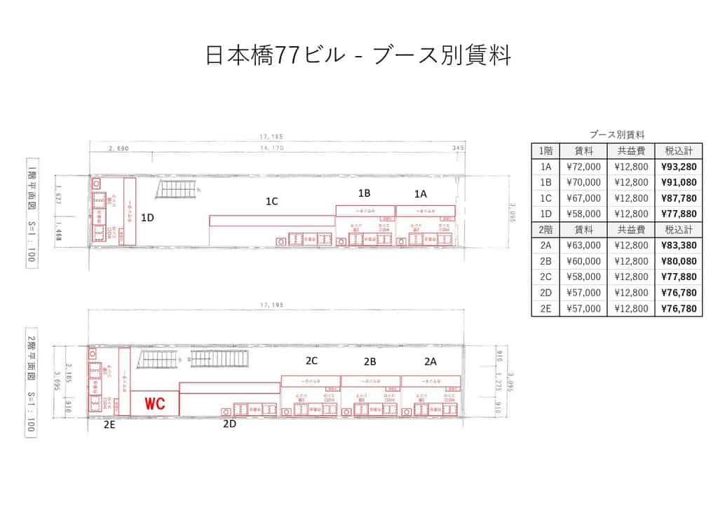 ブース別賃料表